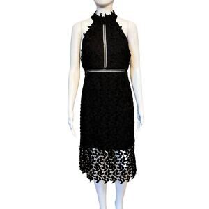 BARDOT Gemma Halter Lace Sheath Dress Women's L US 10 Leafy Cocktail LBD